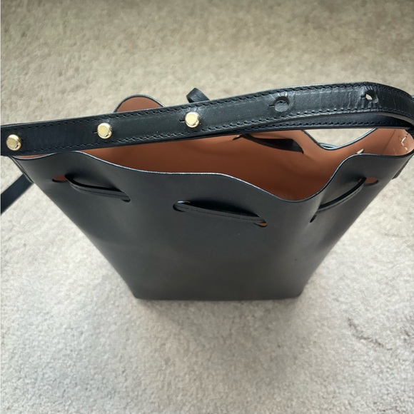 Mansur Gavriel black leather bucket bag, pink inside - Picture 4 of 13